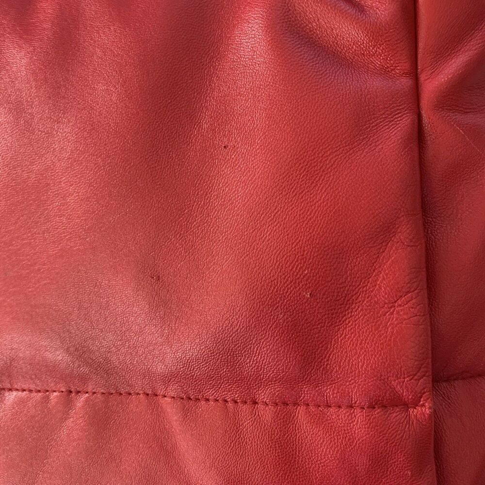 Coach Red Leather Down Puffy Vest w/ Turn lock Gold Hardware Womens Size XS - Picture 9 of 12